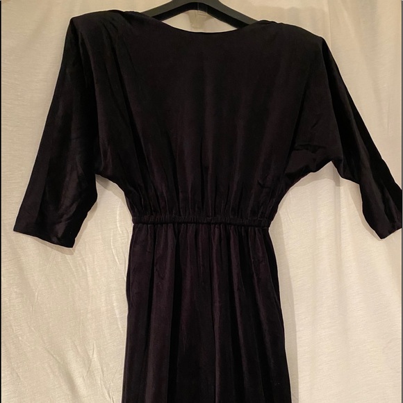 Ladies black velvet jumpsuit 3/4 sleeves size 3/4 - Picture 1 of 8